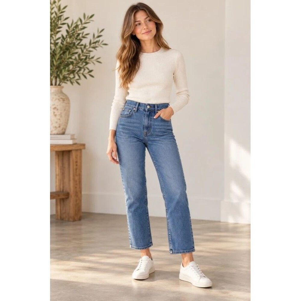 Madewell ’90s Straight Crop Jeans Size 27 Medium Wash High Rise Denim